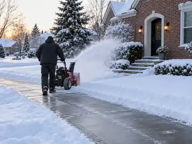 Driveway cleared after snow removal at a Metro Detroit home